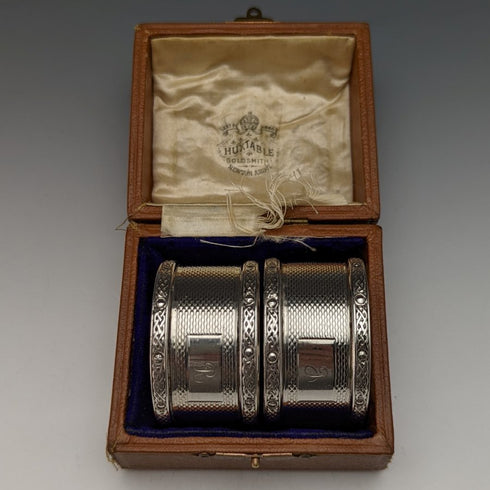 1960年頃 英国ヴィンテージ 純銀(925シルバー) ナプキンリング ペア WH Manton 箱入り